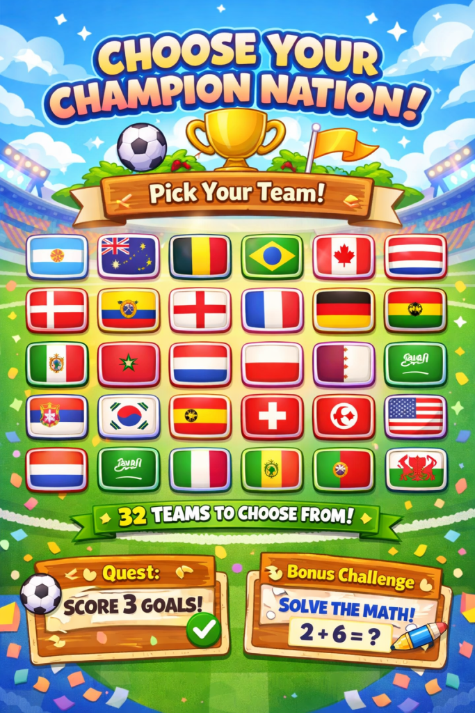 Choose from 32 national teams penalty kick online